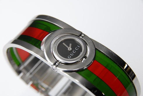 【 BOXED EXC+5 】 Gucci Twirl Red & Green112 Black Dial Quartz Watch from JAPAN