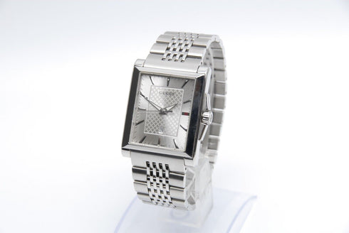 New Battery 【 N MINT- 】 Gucci G Timeless 138.4 Silver Dial QZ Watch from JAPAN