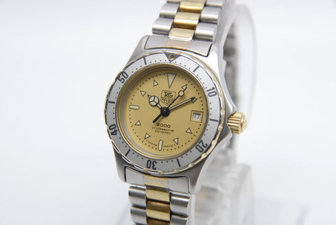 【 EXC+++++ 】 TAG HEUER 2000 974.008 28mm Date Gold Dial Quartz Women's Watch