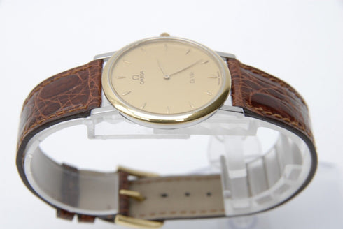 【 MINT 】 OMEGA De Ville Cal.1478 195.2378 32mm Gold Dial Quartz Men's Watch