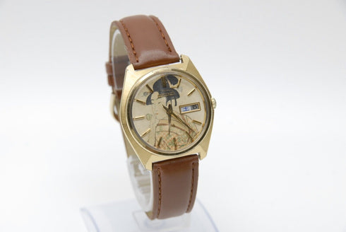 Overhauled 【 EXC+4 】 Vintage Seiko LM 5606-7000 Gold UKIYOE AT Watch from JAPAN