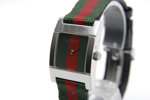 【 EXC+5 】 GUCCI 7700L Green & Red Dial 3 ATM W.R Quartz 24mm Women's WatchJAPAN