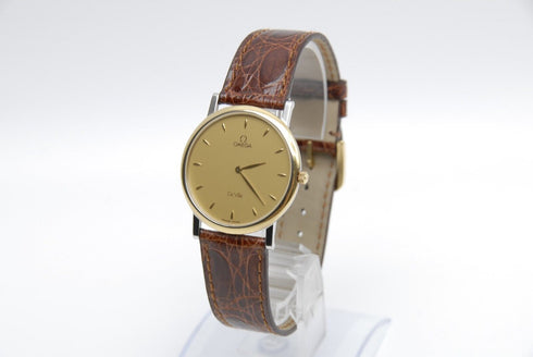 【 MINT 】 OMEGA De Ville Cal.1478 195.2378 32mm Gold Dial Quartz Men's Watch