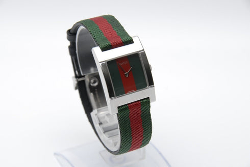 【 EXC+5 】 GUCCI 7700L Green & Red Dial 3 ATM W.R Quartz 24mm Women's WatchJAPAN