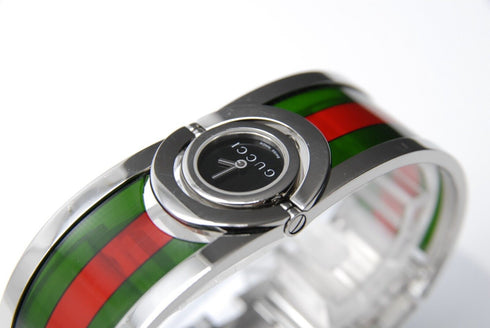 【 BOXED EXC+5 】 Gucci Twirl Red & Green112 Black Dial Quartz Watch from JAPAN