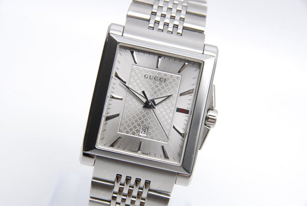 New Battery 【 N MINT- 】 Gucci G Timeless 138.4 Silver Dial QZ Watch from JAPAN