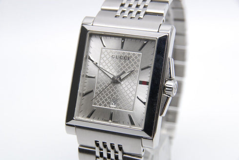 New Battery 【 N MINT- 】 Gucci G Timeless 138.4 Silver Dial QZ Watch from JAPAN
