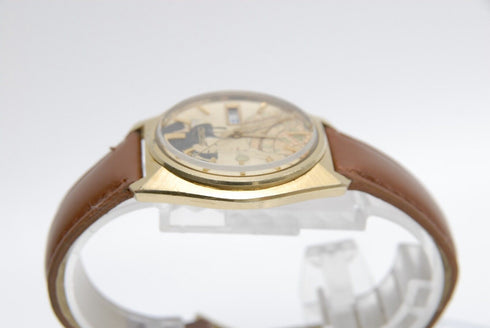 Overhauled 【 EXC+4 】 Vintage Seiko LM 5606-7000 Gold UKIYOE AT Watch from JAPAN