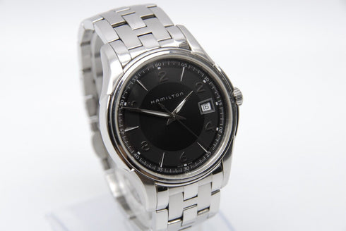 【 N MINT- 】 HAMILTON Jazzmaster H324110 37mm Date Black Dial Quartz Men's Watch