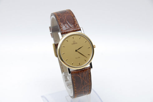 【 MINT 】 OMEGA De Ville Cal.1478 195.2378 32mm Gold Dial Quartz Men's Watch
