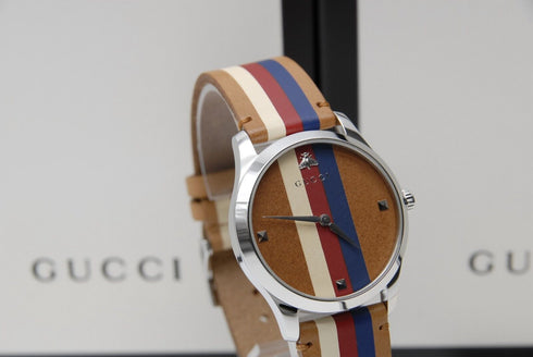 【 MINT w/BOX 】 GUCCI G Timeless 126.4 YA1264078 38mm Multi Color Men's Qz Watch