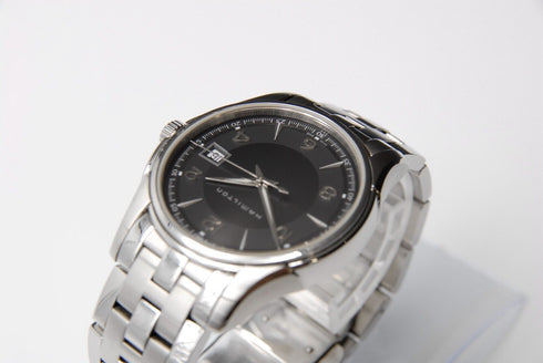 【 N MINT- 】 HAMILTON Jazzmaster H324110 37mm Date Black Dial Quartz Men's Watch