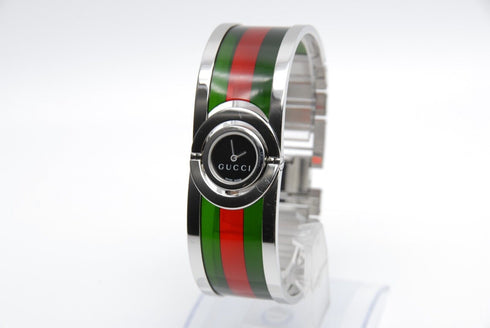 【 BOXED EXC+5 】 Gucci Twirl Red & Green112 Black Dial Quartz Watch from JAPAN
