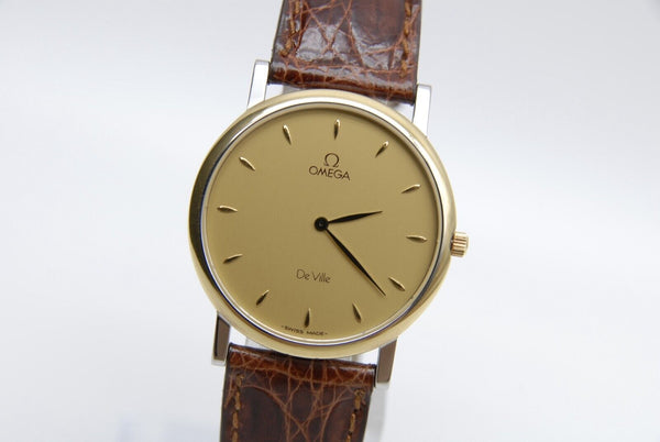 【 MINT 】 OMEGA De Ville Cal.1478 195.2378 32mm Gold Dial Quartz Men's Watch