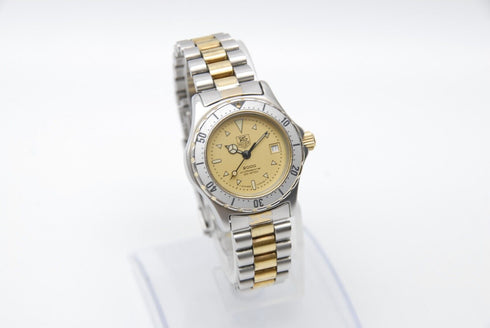【 EXC+++++ 】 TAG HEUER 2000 974.008 28mm Date Gold Dial Quartz Women's Watch