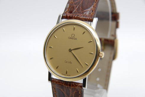 【 MINT 】 OMEGA De Ville Cal.1478 195.2378 32mm Gold Dial Quartz Men's Watch
