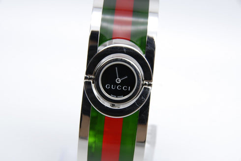 【 BOXED EXC+5 】 Gucci Twirl Red & Green112 Black Dial Quartz Watch from JAPAN