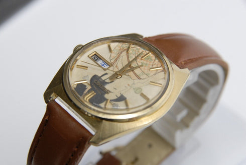 Overhauled 【 EXC+4 】 Vintage Seiko LM 5606-7000 Gold UKIYOE AT Watch from JAPAN
