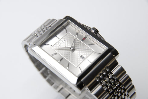 New Battery 【 N MINT- 】 Gucci G Timeless 138.4 Silver Dial QZ Watch from JAPAN