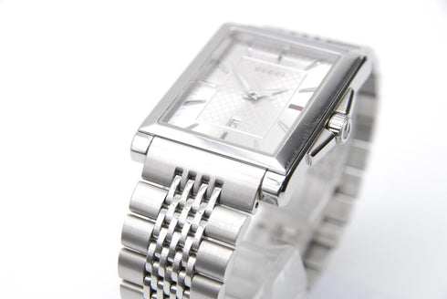 New Battery 【 N MINT- 】 Gucci G Timeless 138.4 Silver Dial QZ Watch from JAPAN