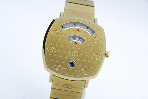 New Battery 【 BOXED TOP MINT 】 Gucci 157.4 YA157403 Gold Dial Quartz from JAPAN