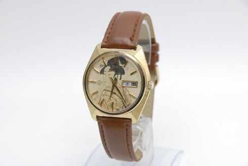 Overhauled 【 EXC+4 】 Vintage Seiko LM 5606-7000 Gold UKIYOE AT Watch from JAPAN