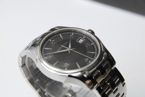 【 N MINT- 】 HAMILTON Jazzmaster H324110 37mm Date Black Dial Quartz Men's Watch